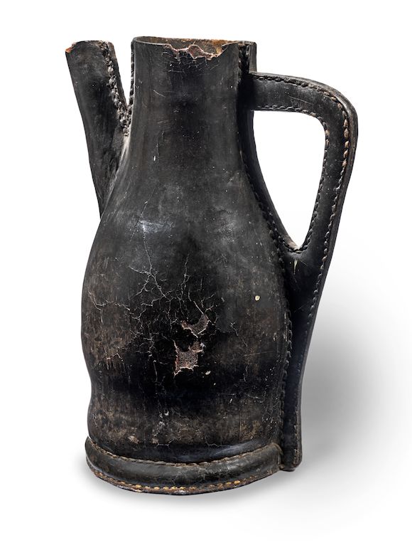 Bonhams An unusual 18th century spouted leather bombard, English