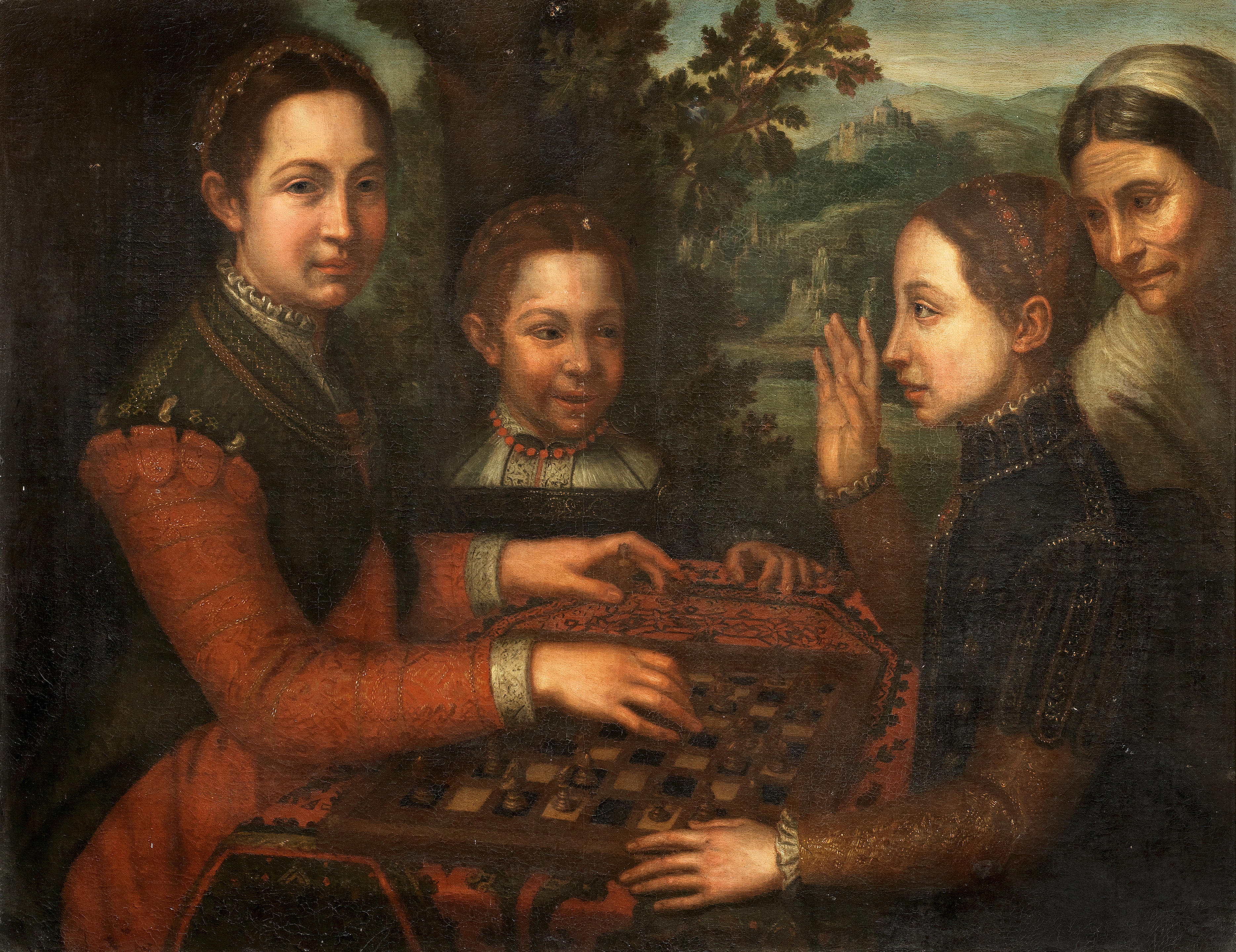 Portrait of the Artist's Sisters Playing Chess by ANGUISSOLA