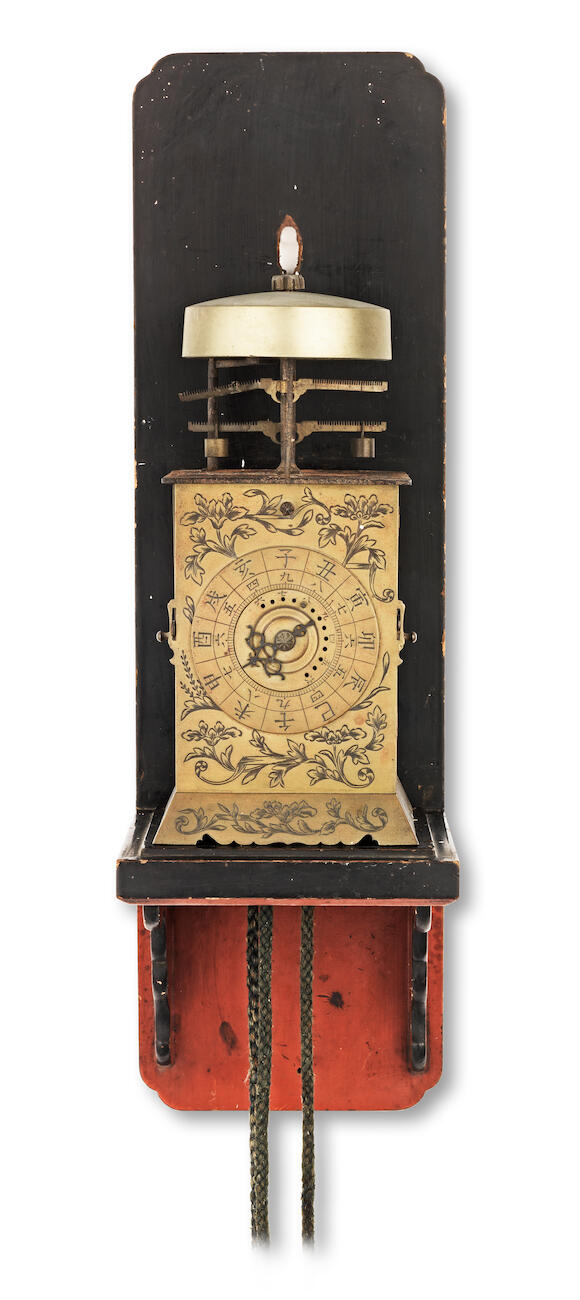 Bonhams A rare Japanese weightdriven twin foliot wall clock on