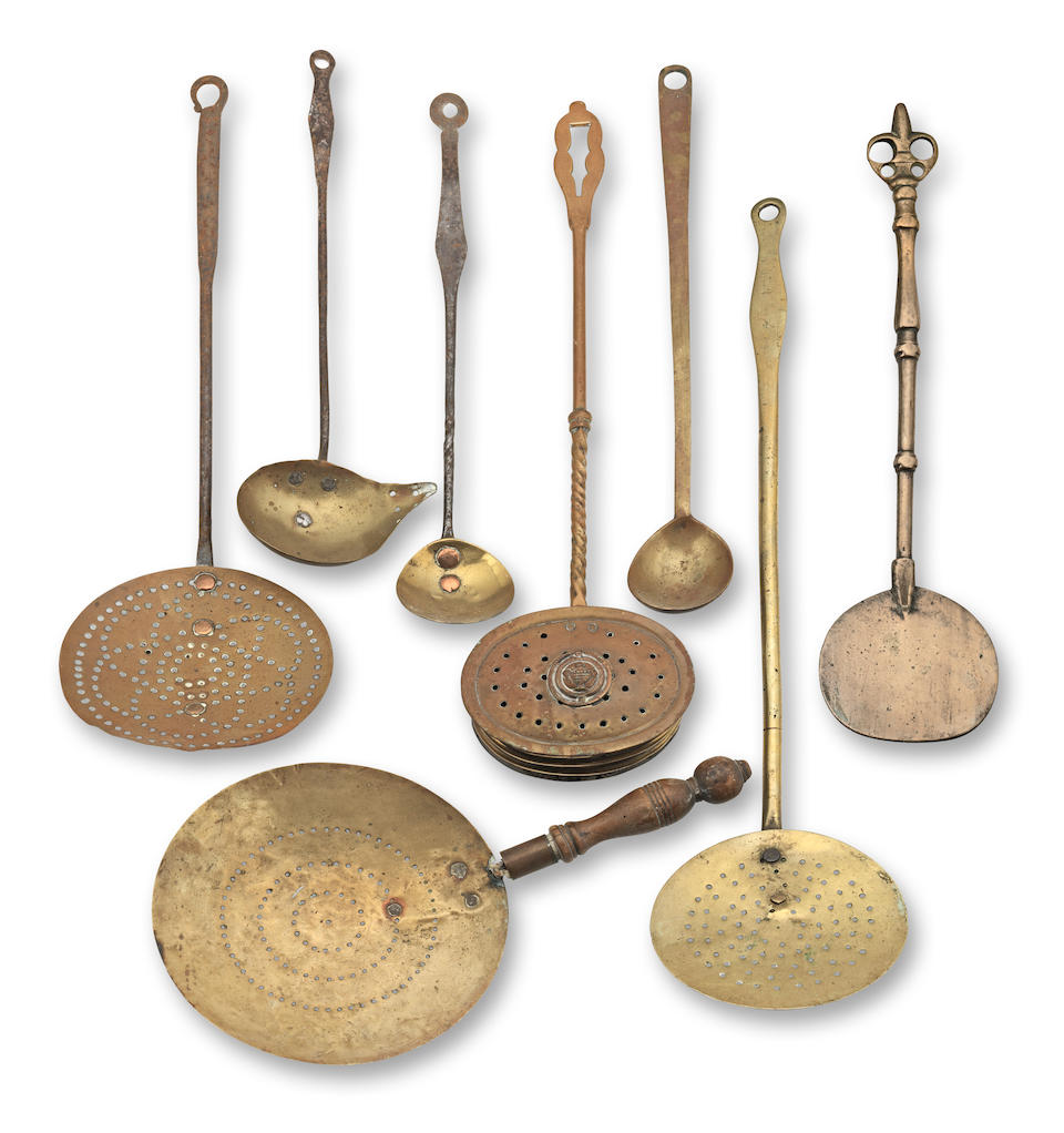 Bonhams : A collection of twenty-six brass and iron cooking implements ...