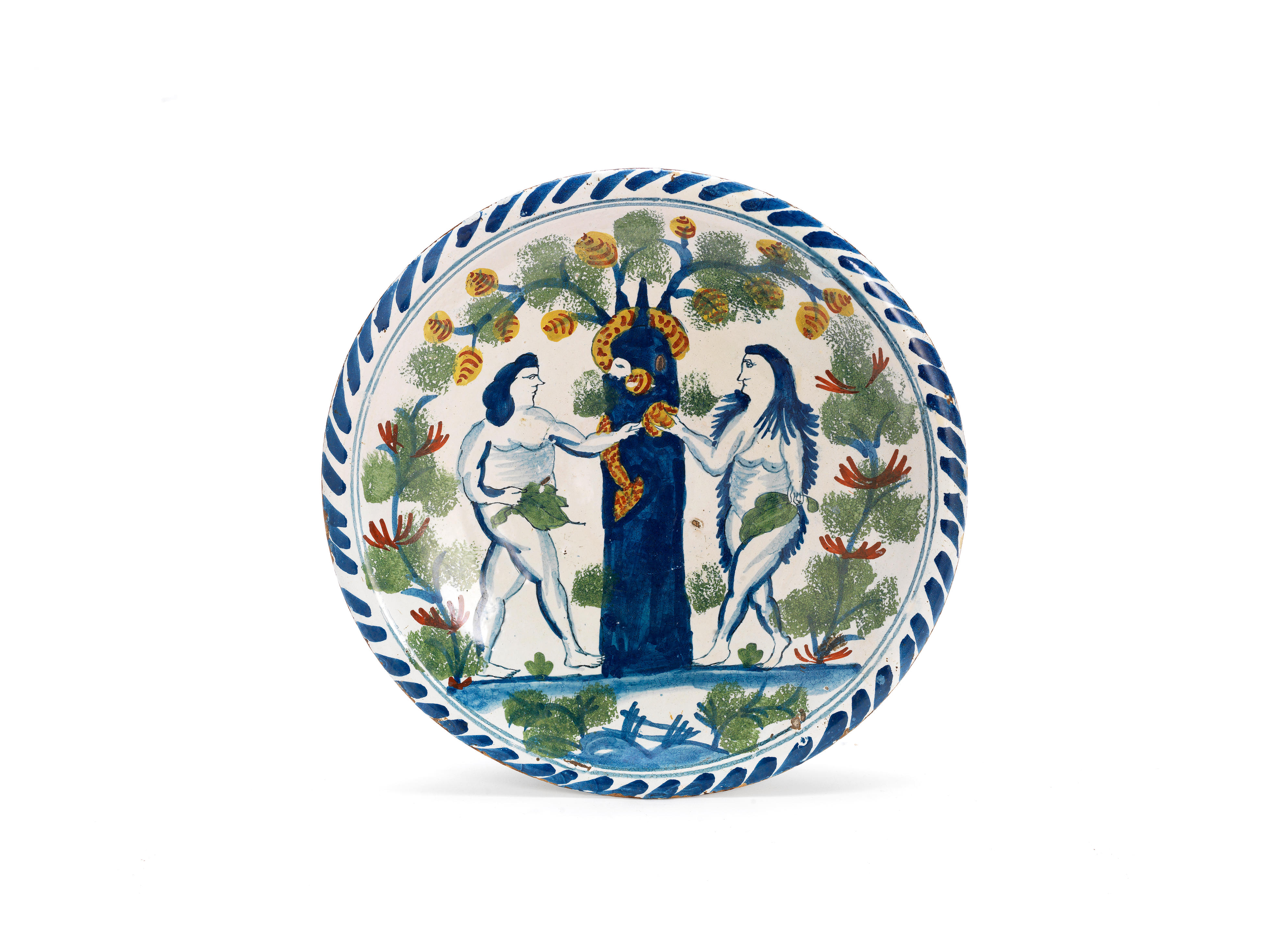 Another Bristol delftware Adam and Eve chrger, circa 1740