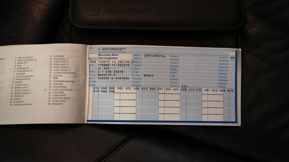 Bonhams Only 1 Owner And 47 000 Kilometres From New 1998 Mercedes Benz Cl500 Sunroof Coupe Chassis No Wdb1400701a382706