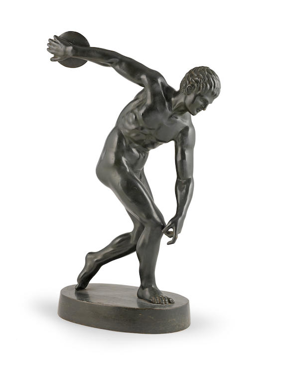 Bonhams : After the Antique, A large bronze figure of Discobolus Early ...