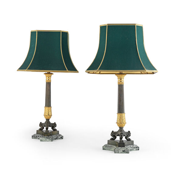 Bonhams : A pair of Empire style gilt and patinated bronze lampbases ...