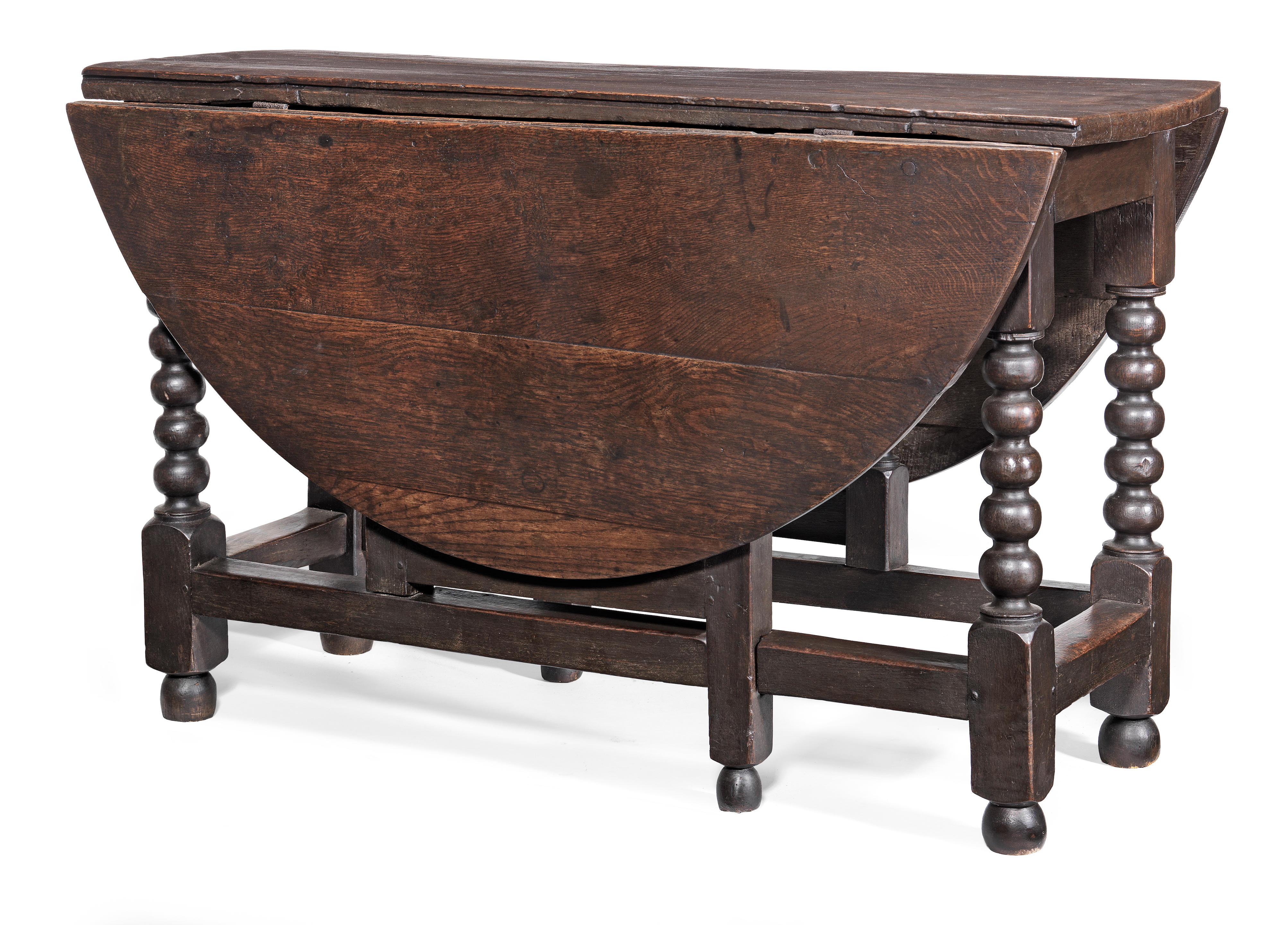 A Charles II joined oak gateleg dining table, circa 1680