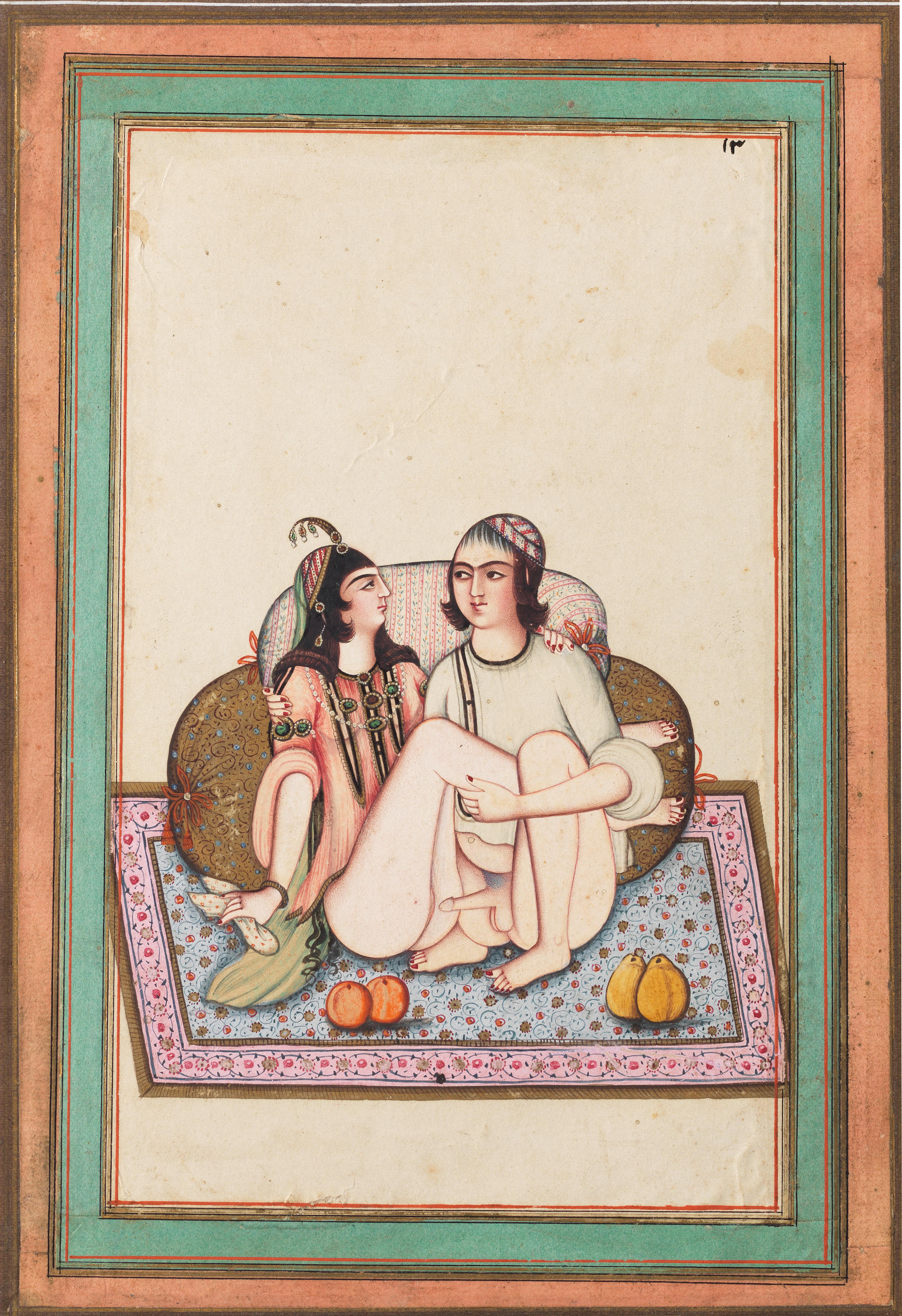 Five erotic paintings, one inscribed by Muhammad 'Ali Qajar Persia, second...
