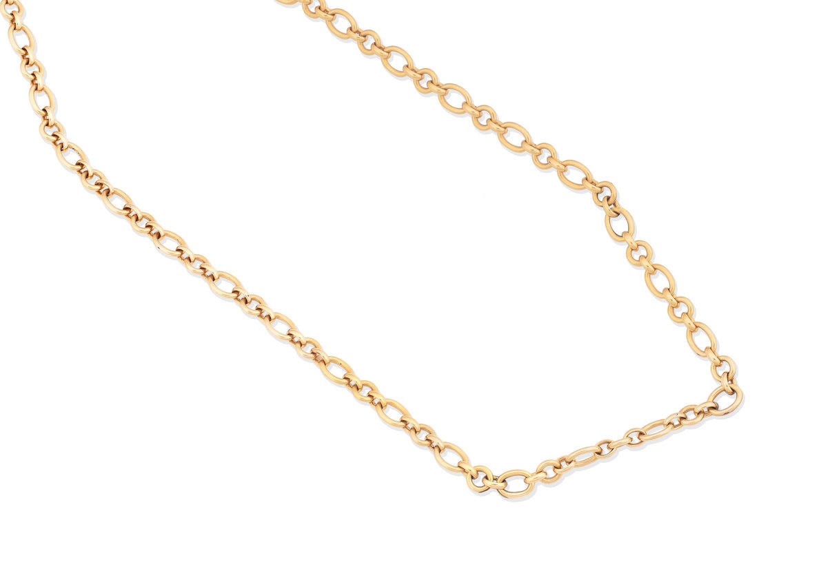 A fancy-link necklace, by Cartier