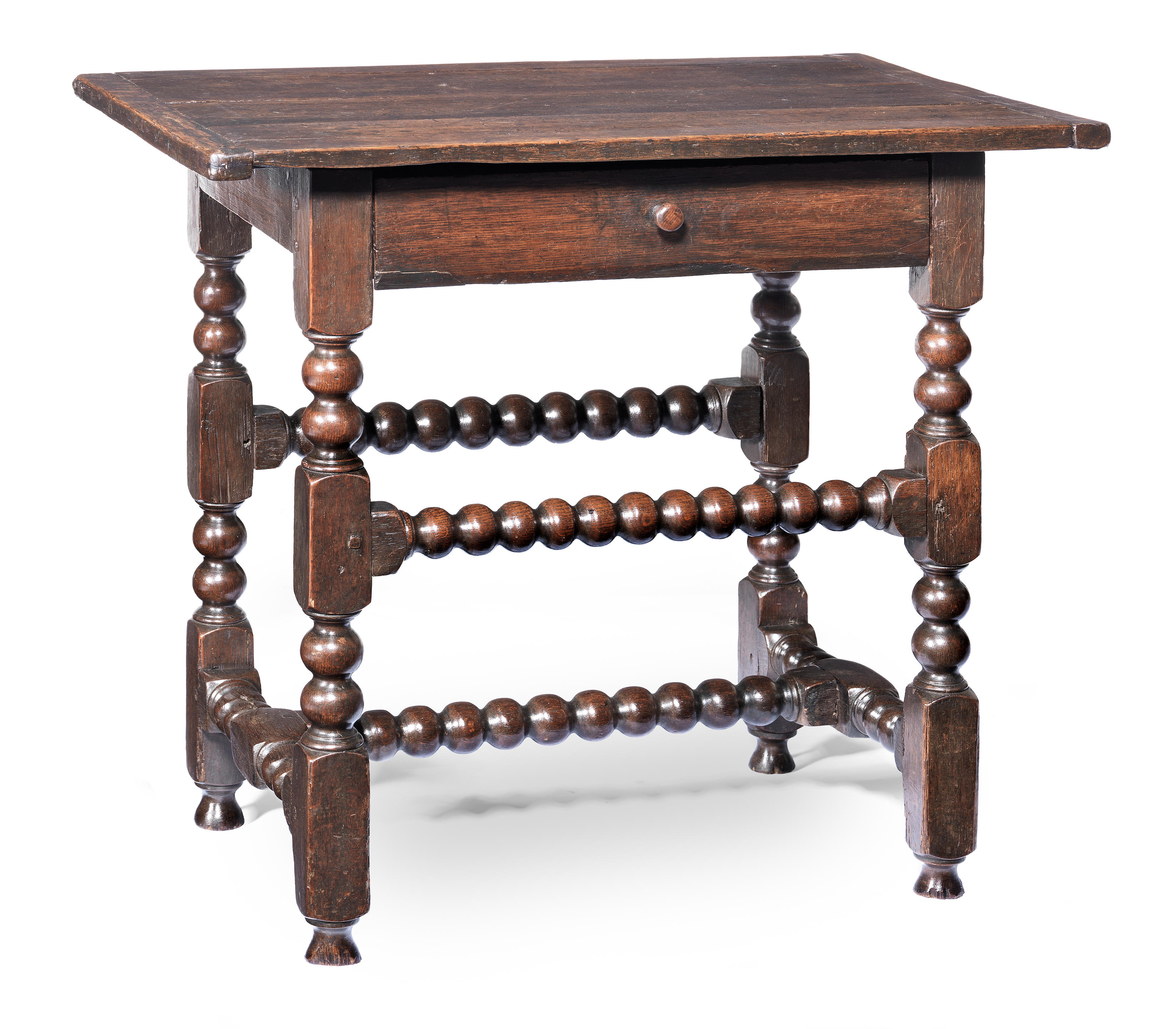 A Charles II joined oak side table, circa 1680