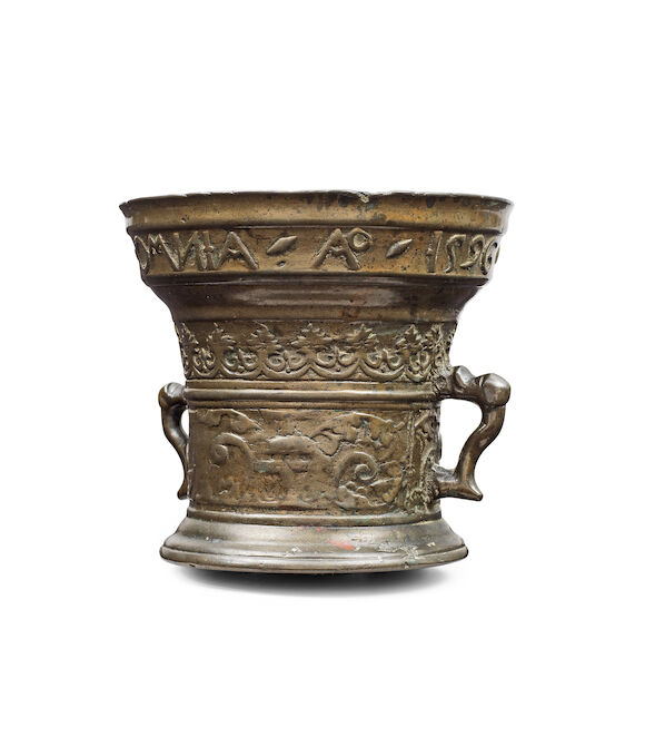 Bonhams : A rare late 16th century leaded bronze mortar, Dutch ...