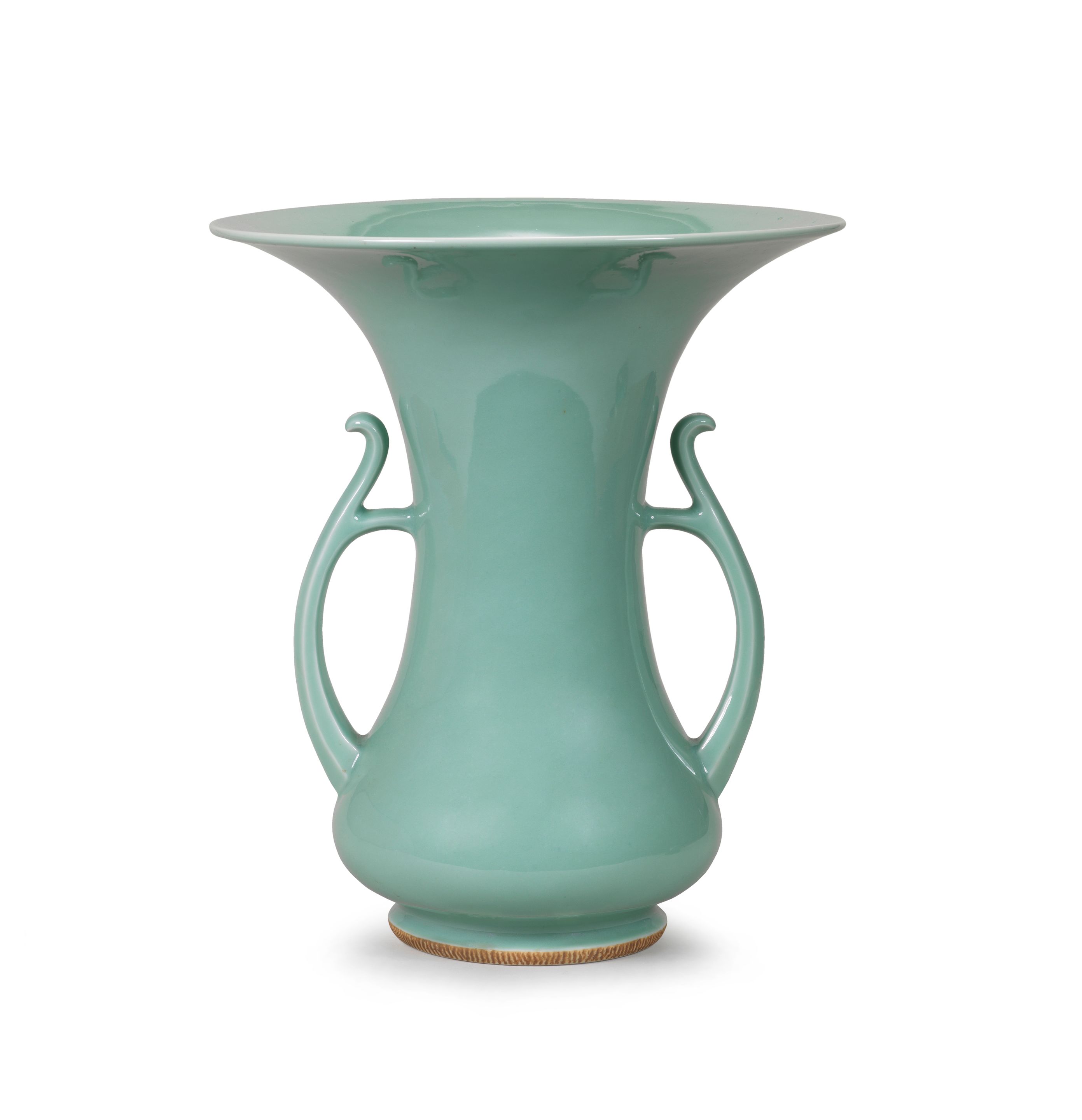 Bonhams A greenglazed trumpetshaped tall vase By Makuzu Kozan