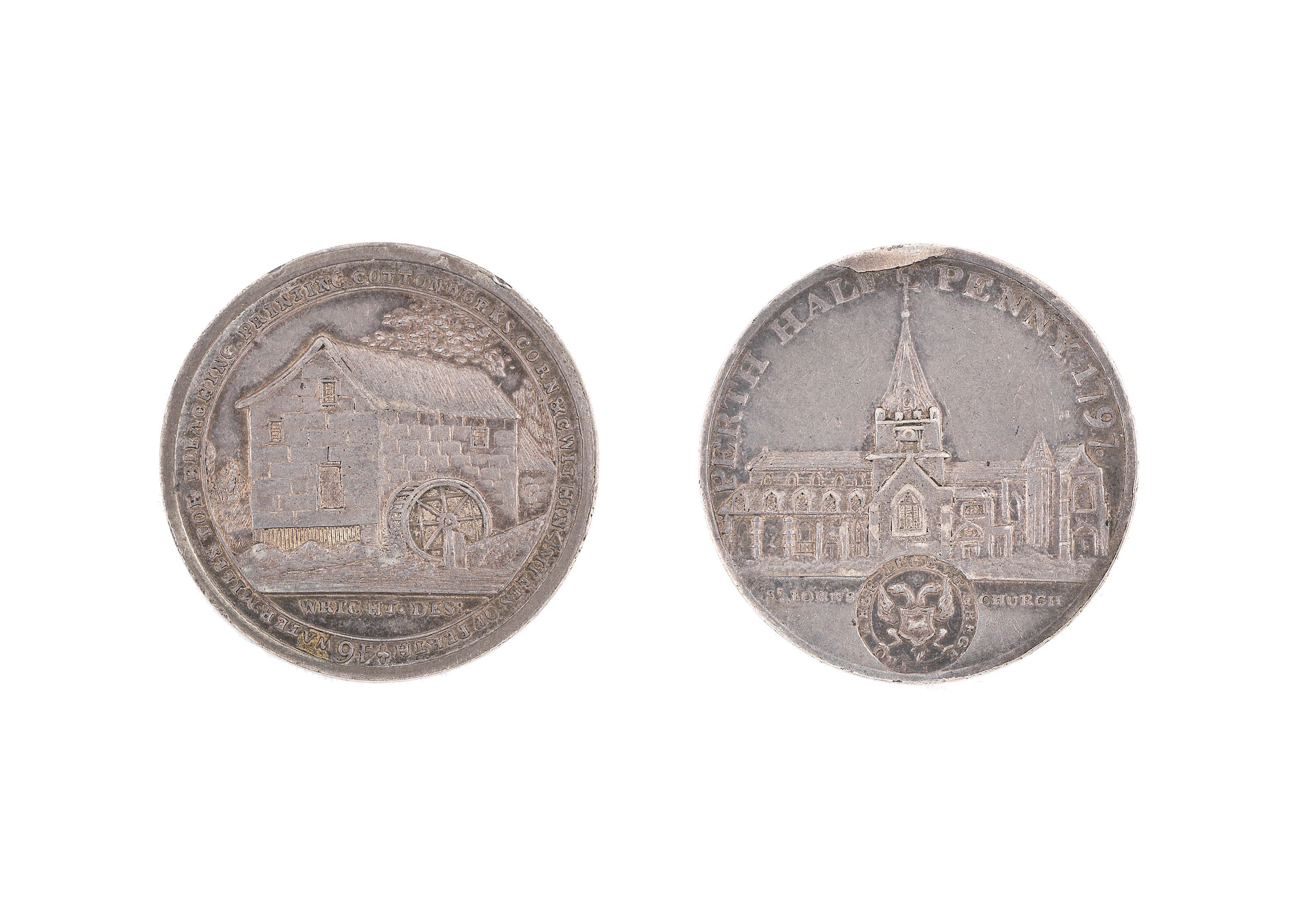 A silver pattern Perth halfpenny by Wright, 1797