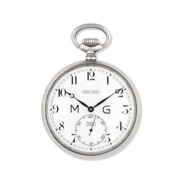 Bonhams Ulysse Nardin. A stainless steel military manual wind open