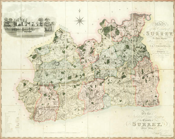 Bonhams Surrey Greenwood Charles And John Map Of The County Of Surrey From An Actual Survey 8403