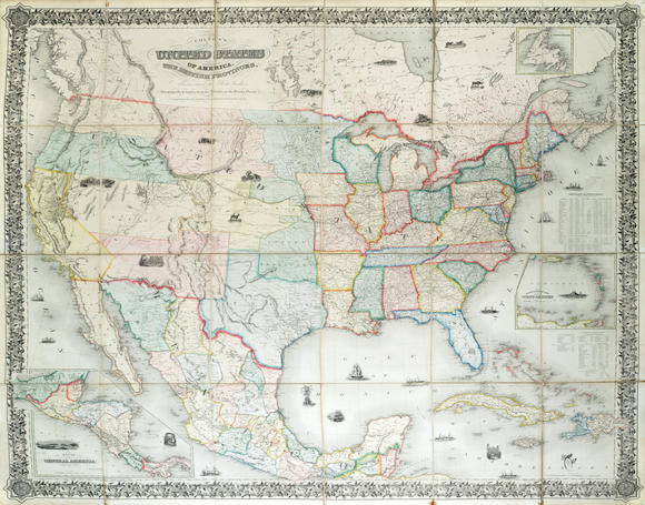 Bonhams : AMERICA - UNITED STATES COLTON (JOSEPH H.) Map of the United ...