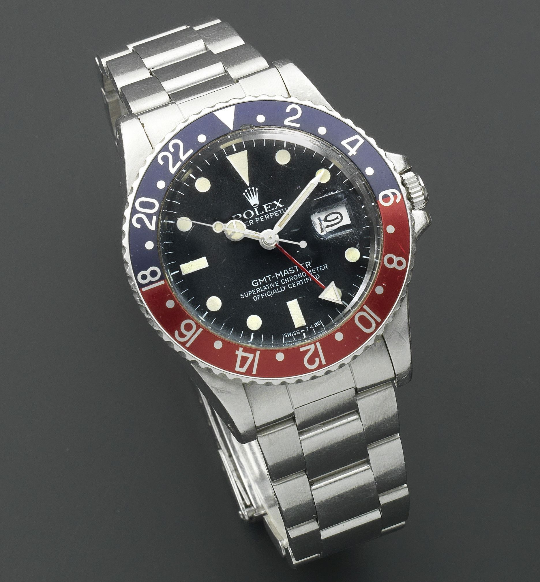 Rolex Rolex. A stainless steel automatic calendar bracelet watch with dual time zone GMT-Master, Ref: 16750, Circa 1982 · 16750