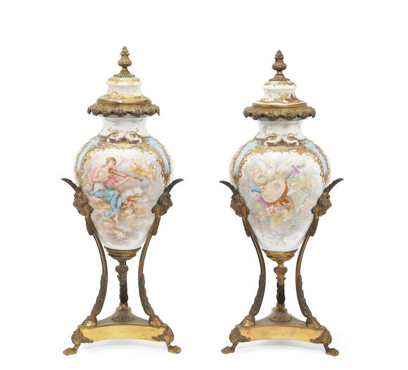 Bonhams : A pair of early 20th Century Continental gilt bronze mounted ...