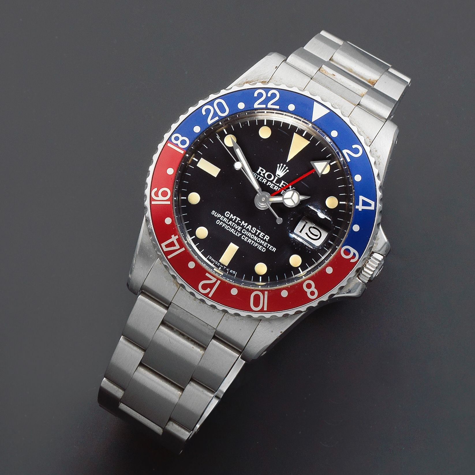 Rolex Rolex. A stainless steel automatic calendar bracelet watch with 'Pepsi' bezel GMT Master, Ref: 1675, Sold 13th October 1966 · 1675
