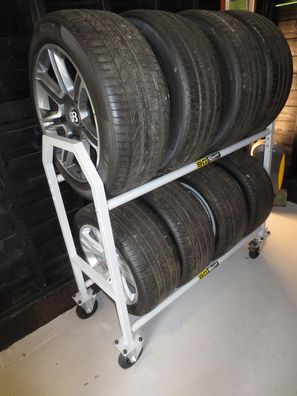 Bonhams : A tyre rack by B G Racing Motorsport Equipment,,