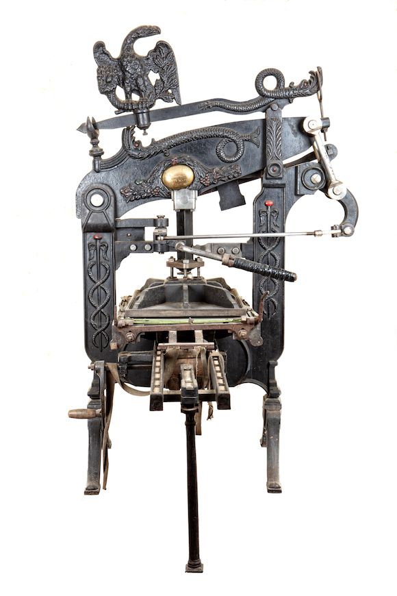 Bonhams A HENRY WATTS COLUMBIAN CAST IRON PRINTING PRESS NO 183 Bonhams A HENRY WATTS COLUMBIAN CAST IRON PRINTING PRESS NO 183