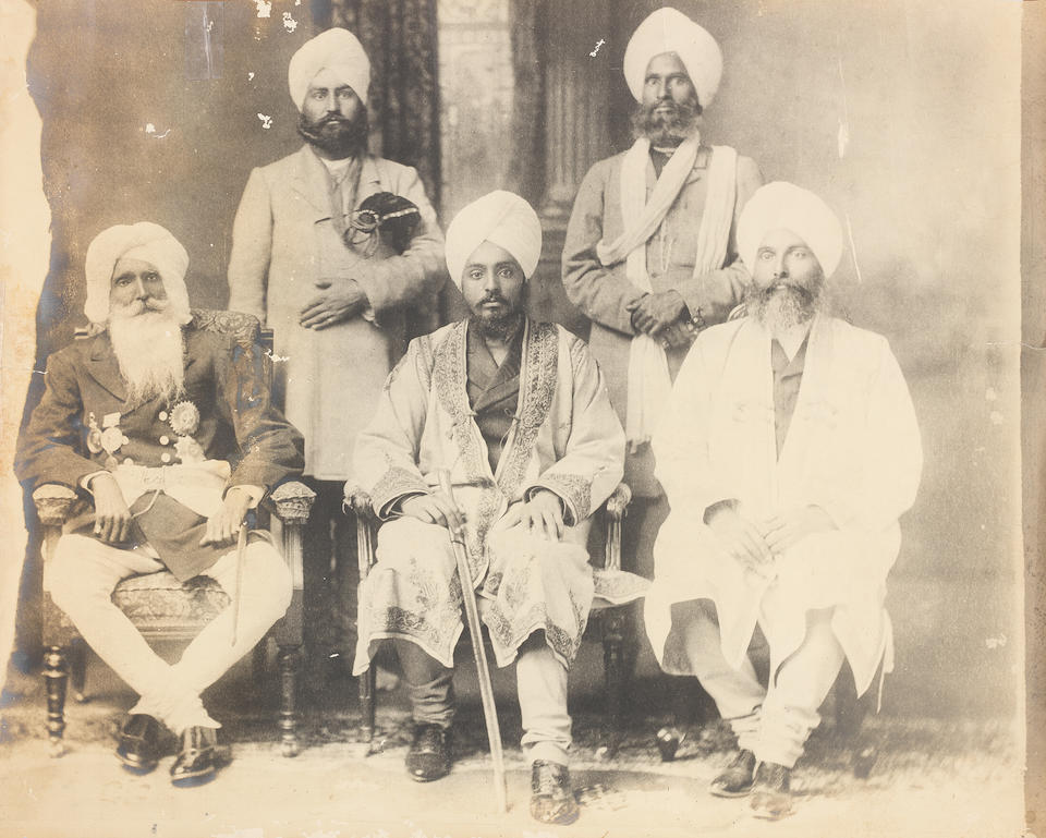 Bonhams Two Large Group Photographs Of Maharajah Hira Singh Of Nabha State Reg 1871 1911