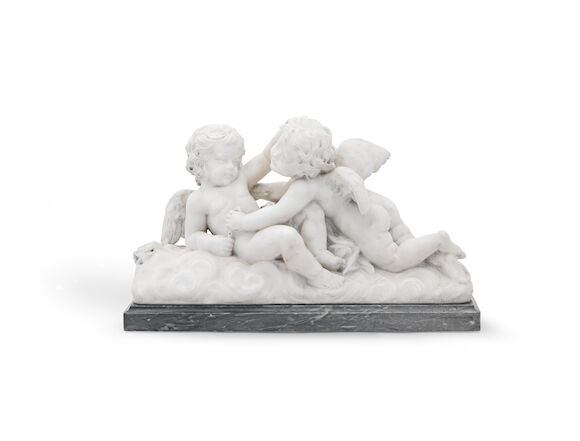 Bonhams : An Italian late 19th century carved marble group of two ...