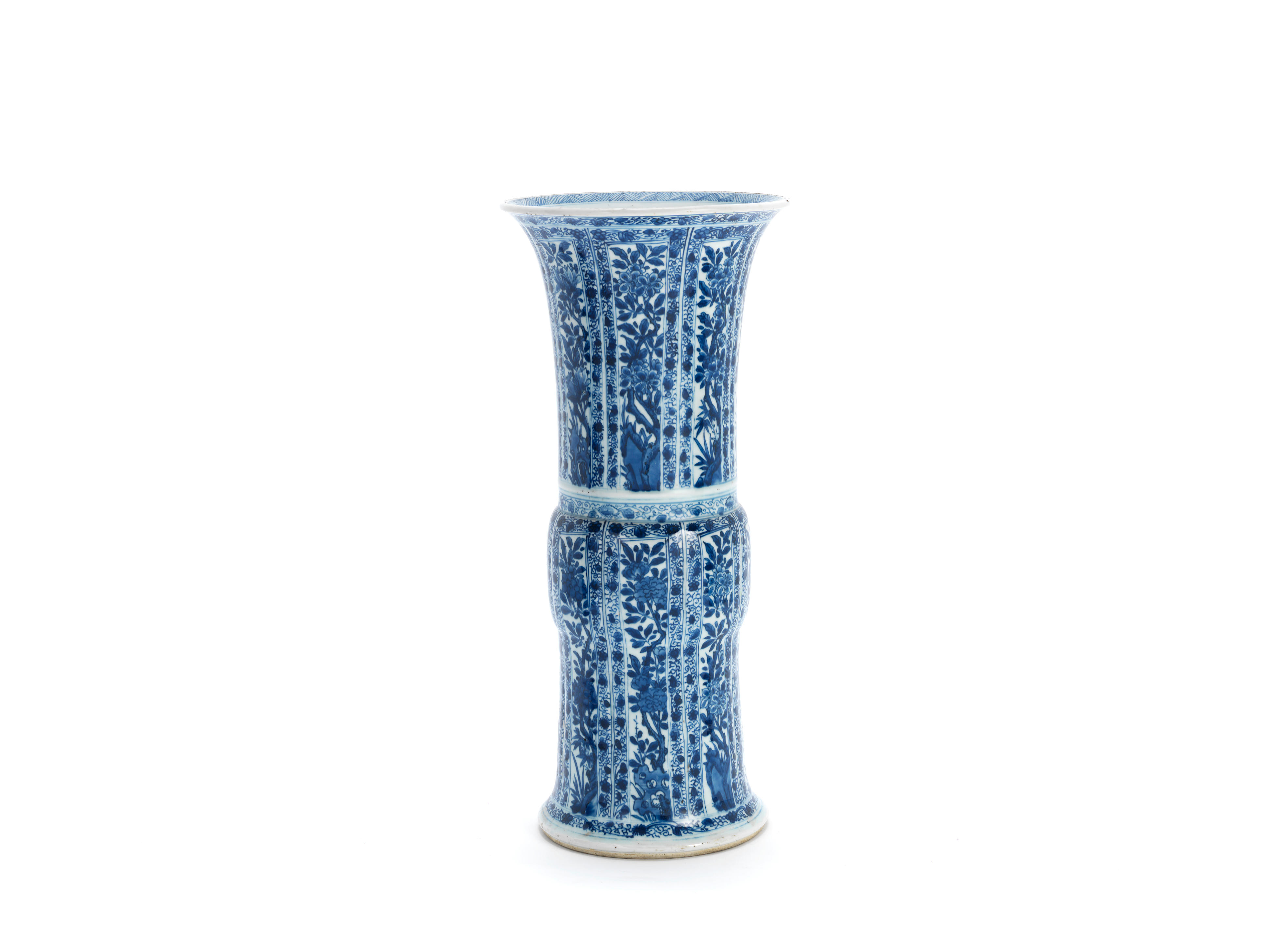 A blue and white sleeve vase, gu