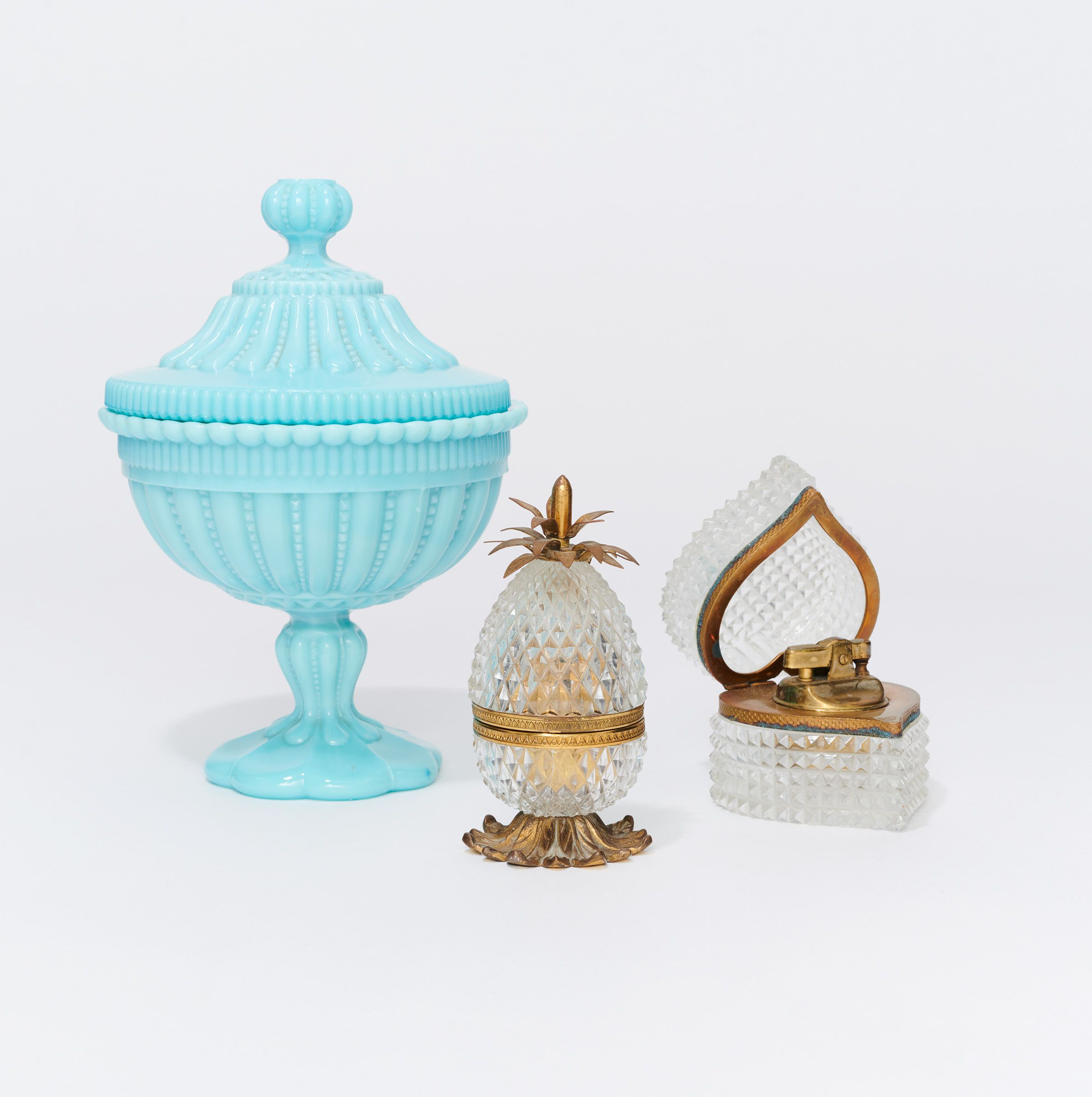 Bonhams AN ASSEMBLED GROUP OF FRENCH GLASS TABLE ORNAMENTS 20th