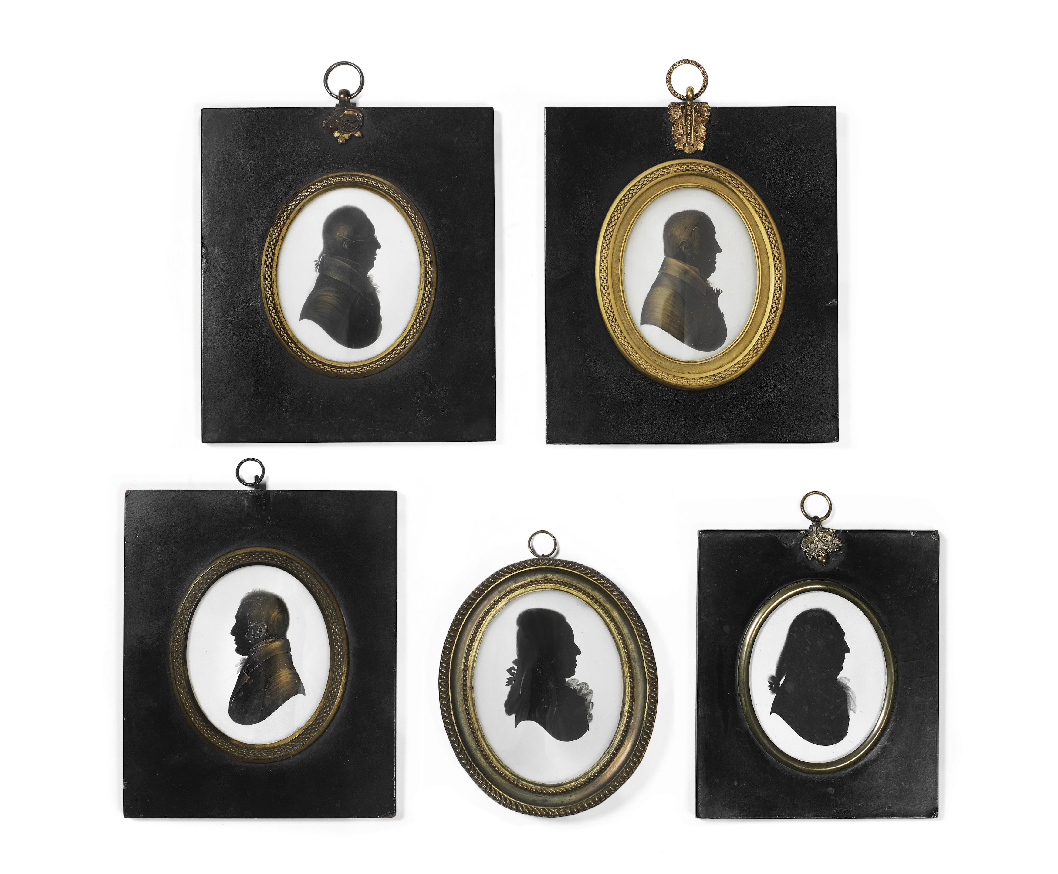 Nine late 18th/early 19th century Oval bust profile portraits of gentlemen...