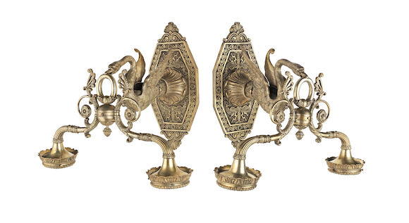 Bonhams : A pair of early 20th century bronze wall lights (2)