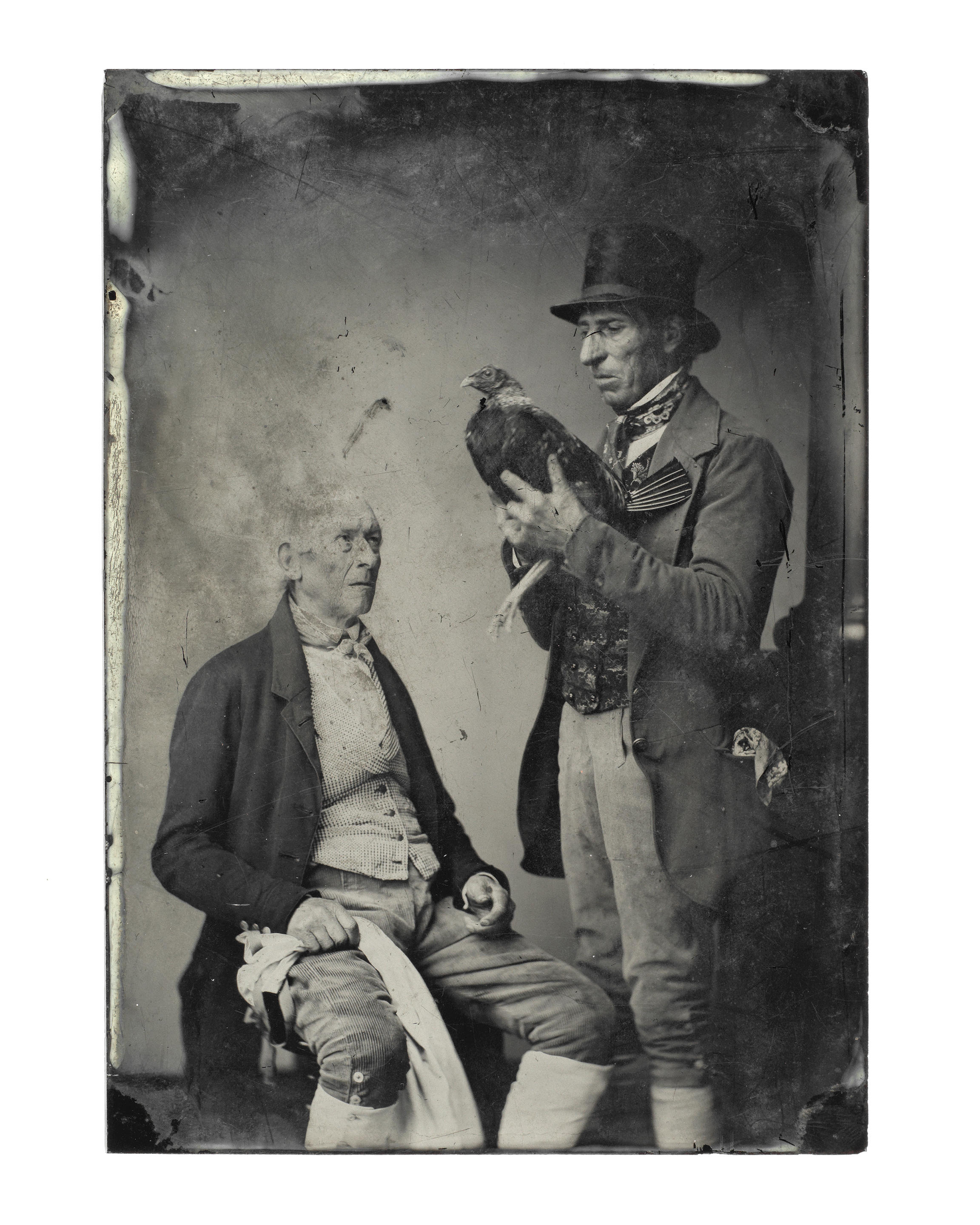 Bonhams Photography Men And Fighting Cock Two Elderly Gentlemen In Breeches And Embroidered