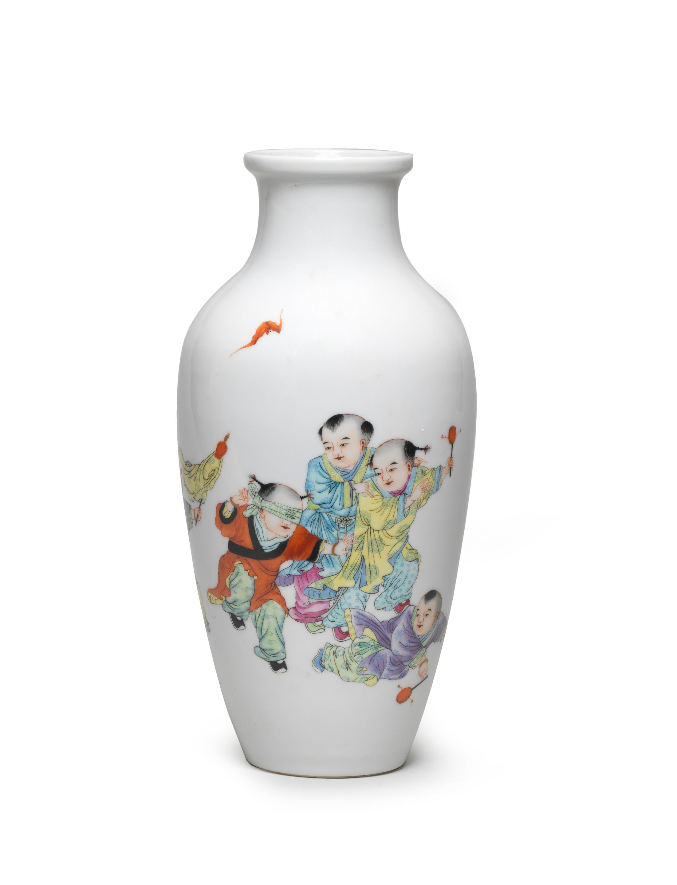 A famille rose 'Boys at Play' vase