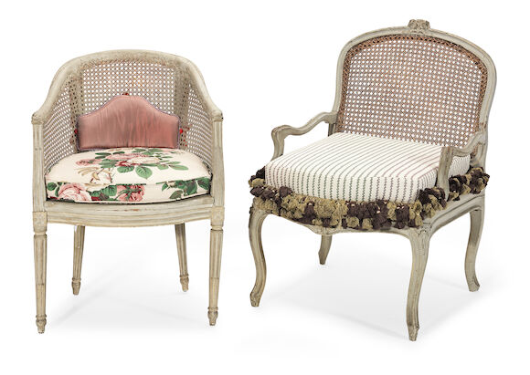 Bonhams : A French late 19th century grey painted fauteuil In the Louis ...