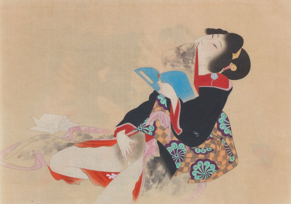Bonhams An album of twelve Shunga paintings Taisho or Showa