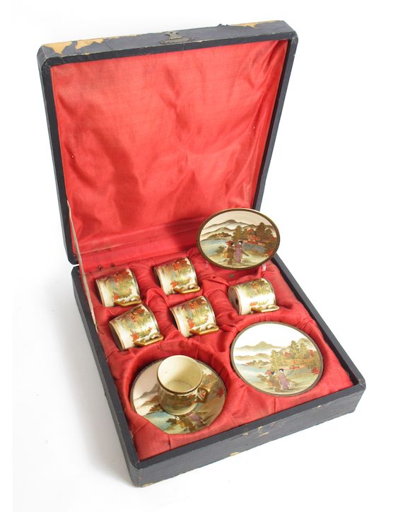 Bonhams A Satsuma coffee set in case Meiji/Taisho era, early 20th century (13)