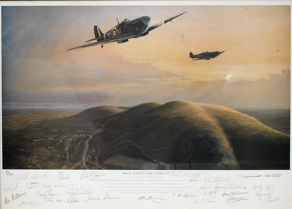 Bonhams : Two framed Battle of Britain prints signed by RAF pilots and ...