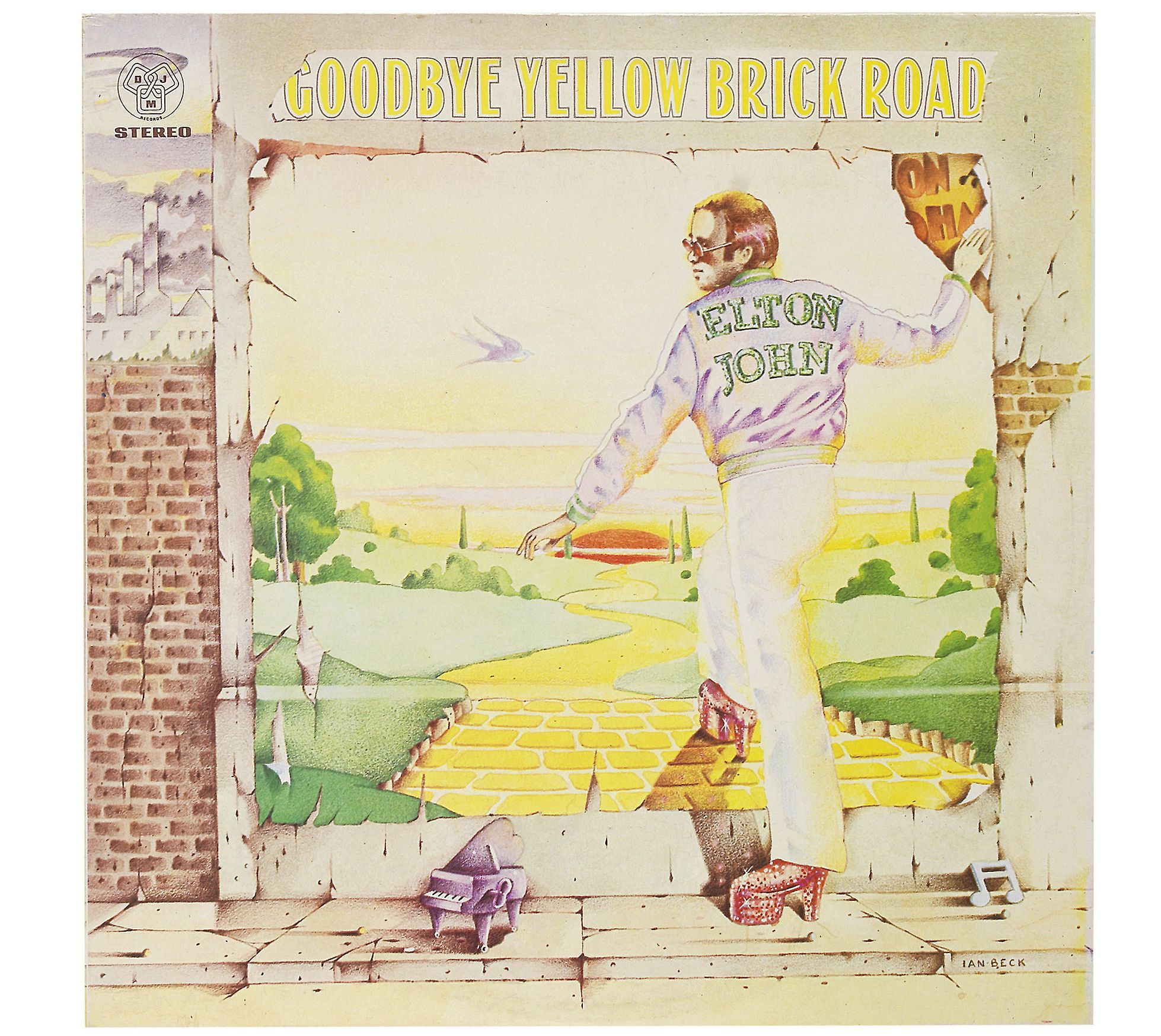 Bonhams : Elton John: Original front cover artwork by Ian Beck for the  album Goodbye Yellow Brick Road, 1973, 2, image size:1958x1748