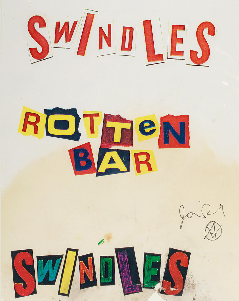 Bonhams Jamie Reid British B 1947 Original Artwork For The Sex Pistols Swindles Rotten