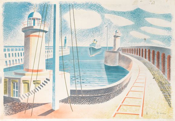 Bonhams : Eric William Ravilious (British, 1903-1942) Newhaven Harbour ...