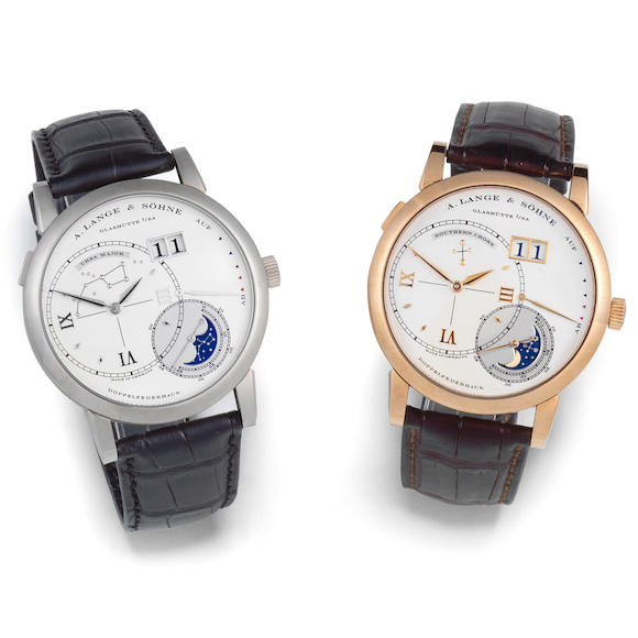 Bonhams : A. Lange & Söhne. A rare set of 18K rose gold and 18K white ...