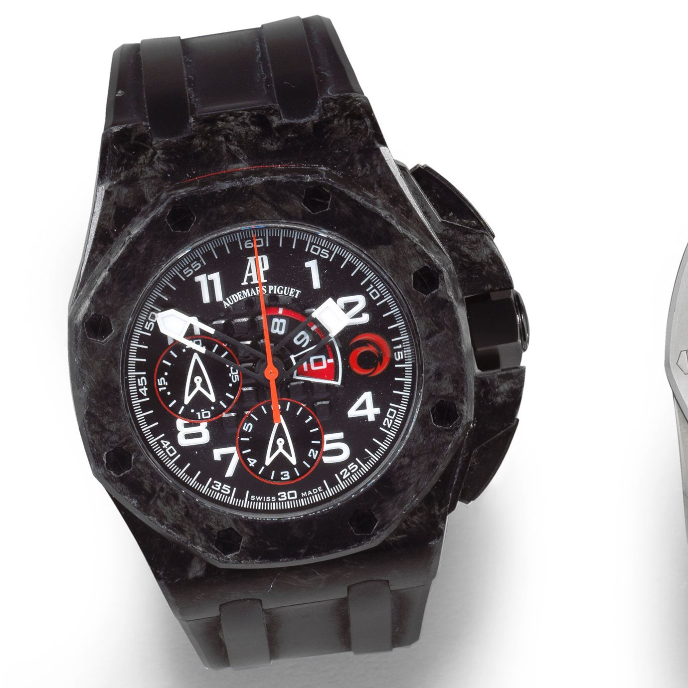 Audemars Piguet Audemars Piguet. A Limited Edition carbon fibre automatic flyback chronograph wristwatch with regatta count down Royal Oak Offshore Alinghi Team, Limited Edition No.261/1300, Ref: 26062FS.OO.A002CA.01, Sold 29th June 2007 · 26062FS.OO