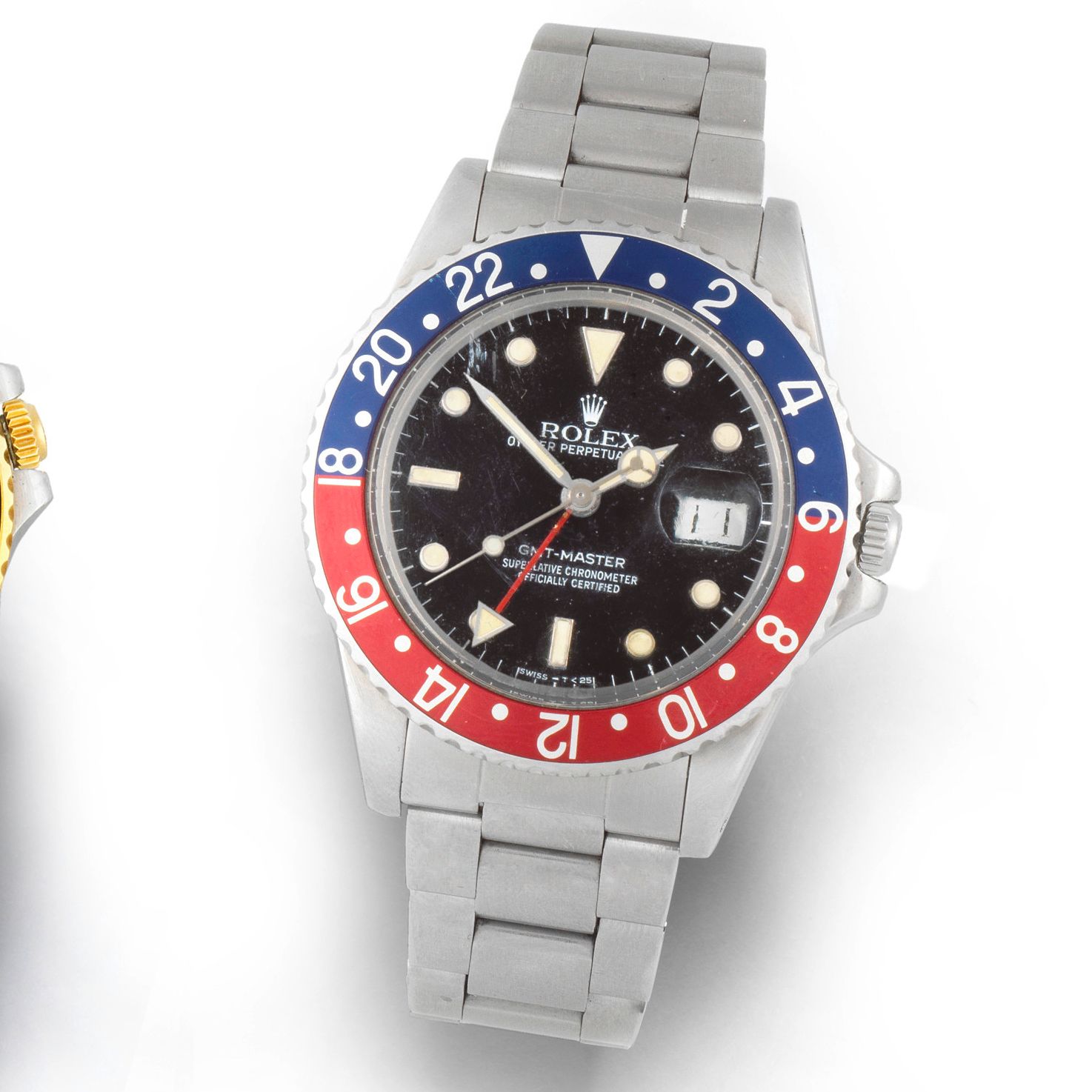 Rolex Rolex. A stainless steel automatic calendar bracelet watch with dual time zone GMT Master, Ref: 16750, Circa 1985 · 16750