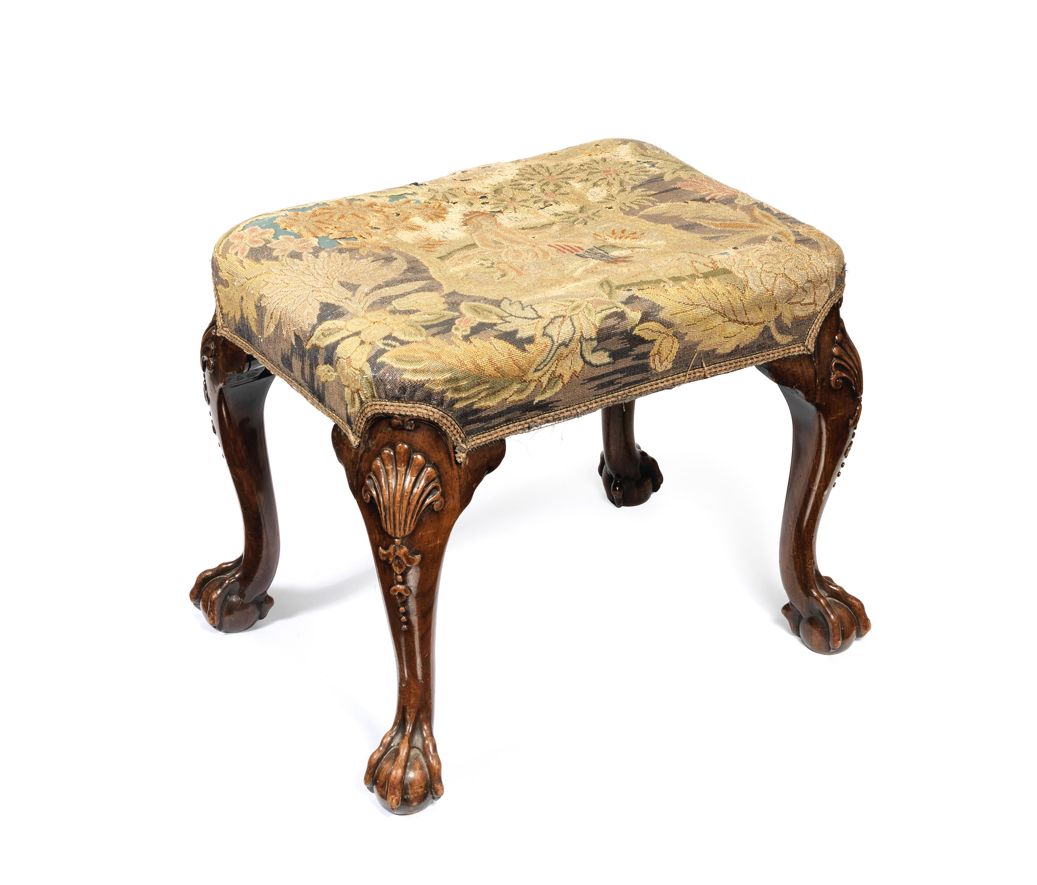 A George II walnut stool