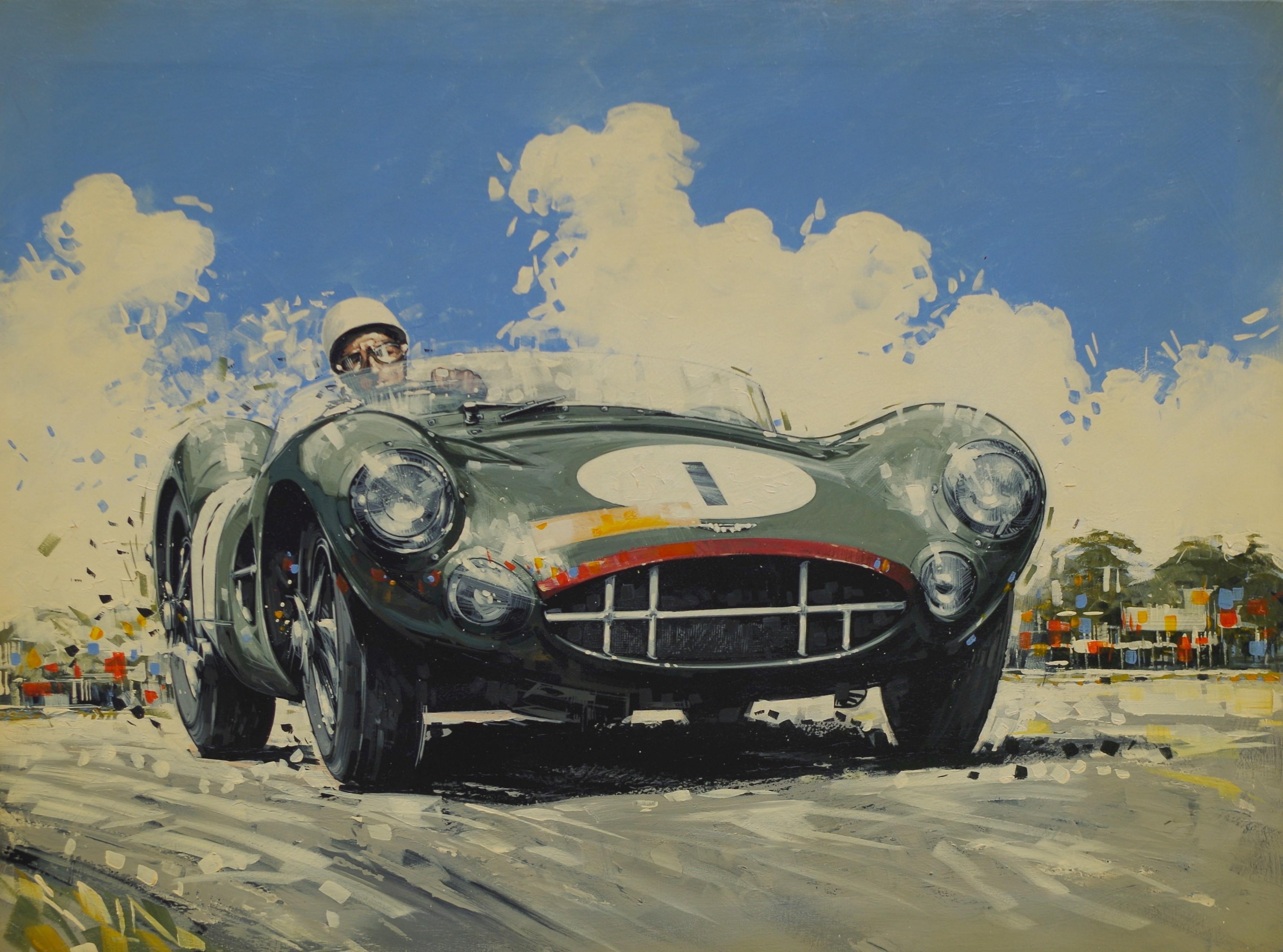 Bonhams Cars : 'stirling Moss - Aston Martin Dbr1', An Artwork On Canvas,