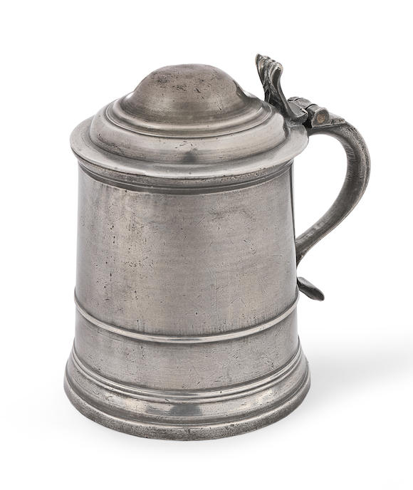 Bonhams : A George I pewter ale pint dome-lid tankard, circa 1720