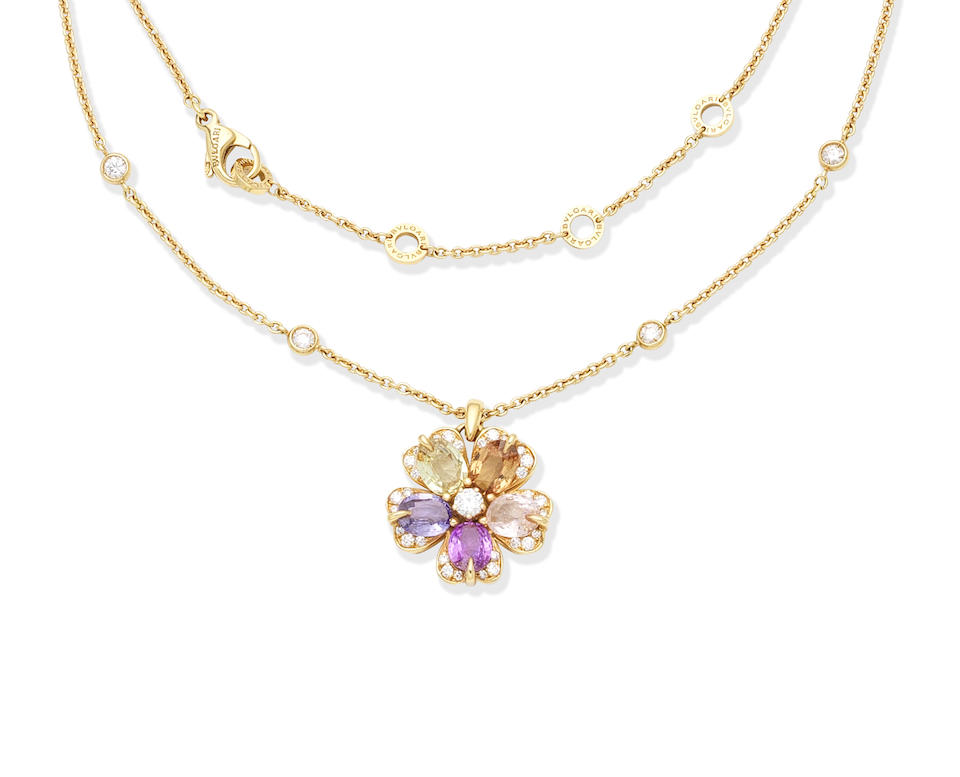 Bonhams : A gem-set 'Sapphire Flower' pendant necklace, by Bulgari