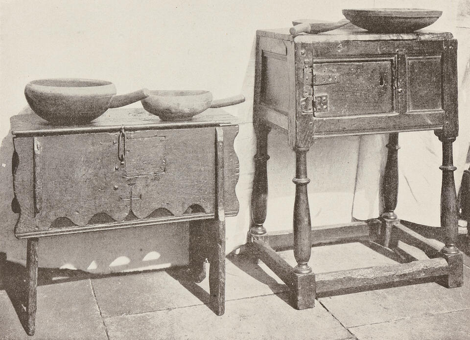 Bonhams A rare and documented Henry VIII boarded oak boxstool, circa