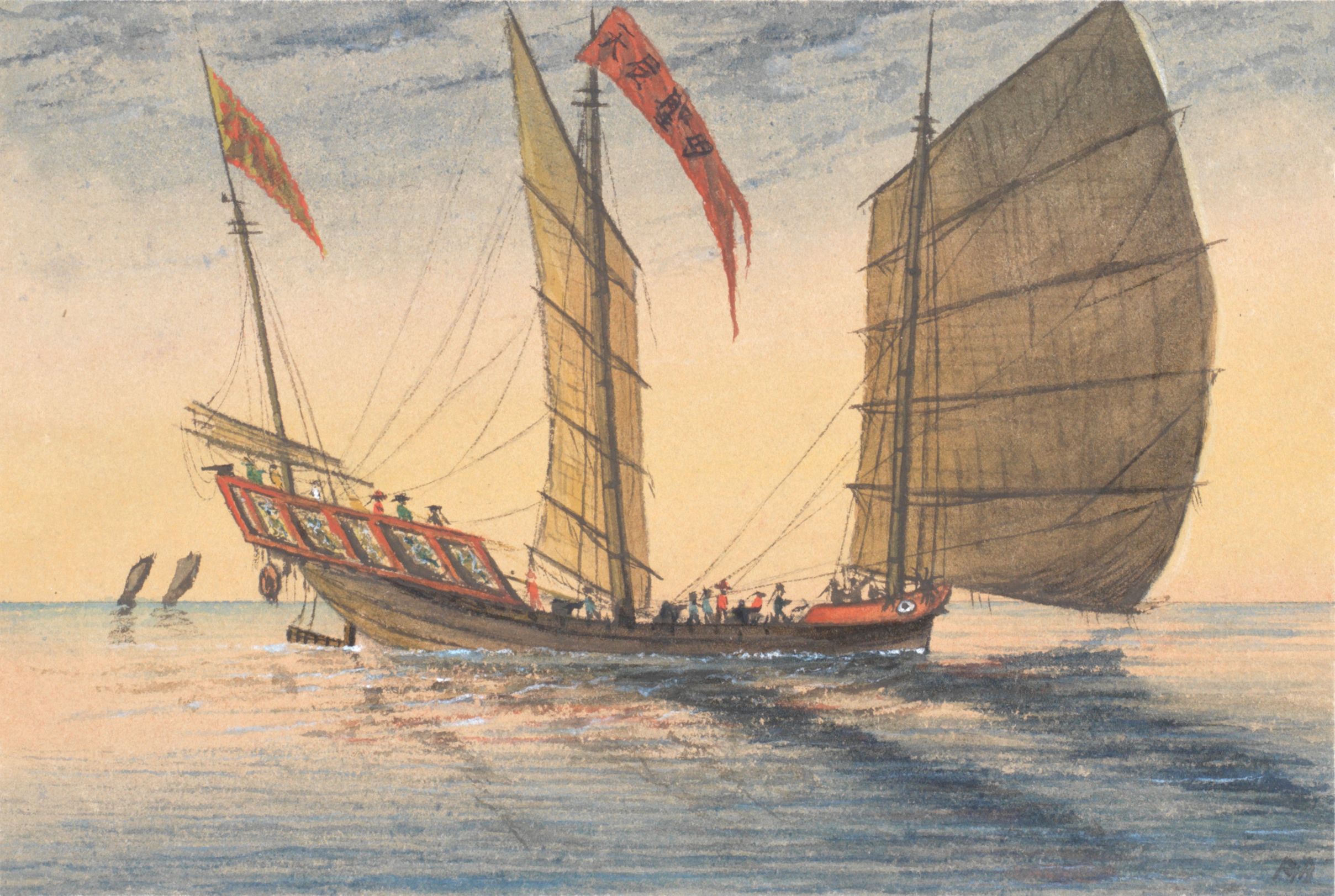 Bonhams Lieutenant Francis Henry Boyer (British, 18541926) China HMS Lily a gale in Tong