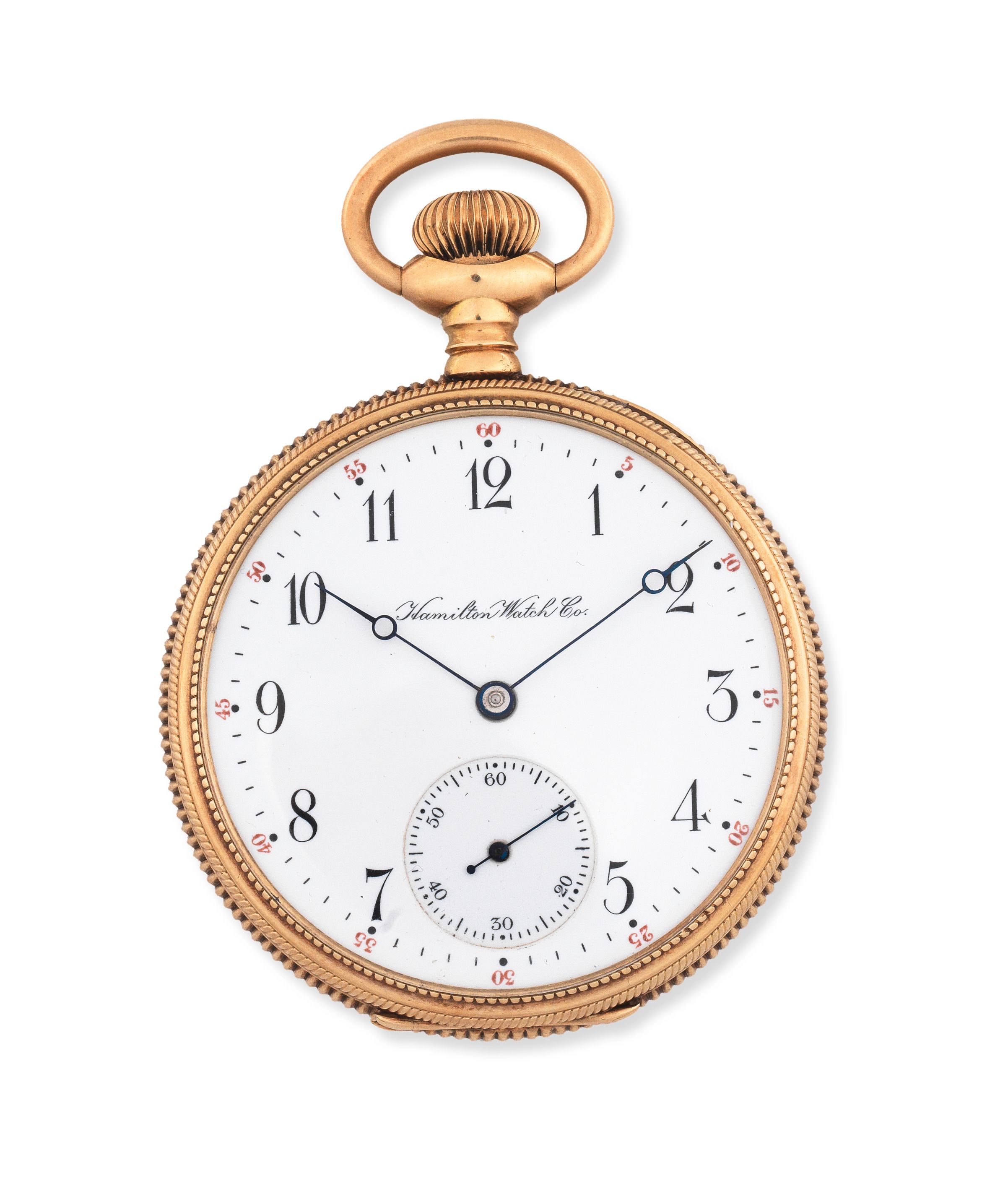 Hamilton Watch Co, Lancaster, PA. A 14K gold keyless wind open face