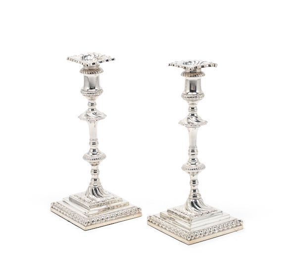 Bonhams A pair of III silver candlesticks William Cafe, London