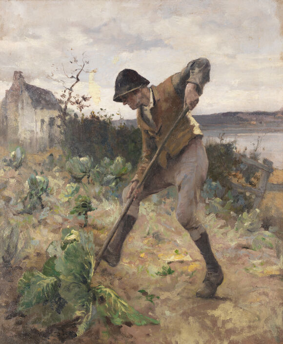 Bonhams : Howard Helmick (American, 1845-1907) Harvesting cabbages